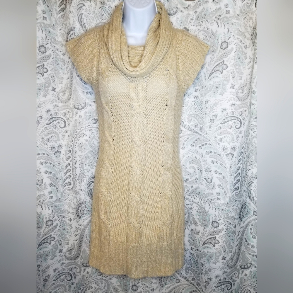 Pink Republic Medium (jr.) Beige Cowl Neck Sweater Dress